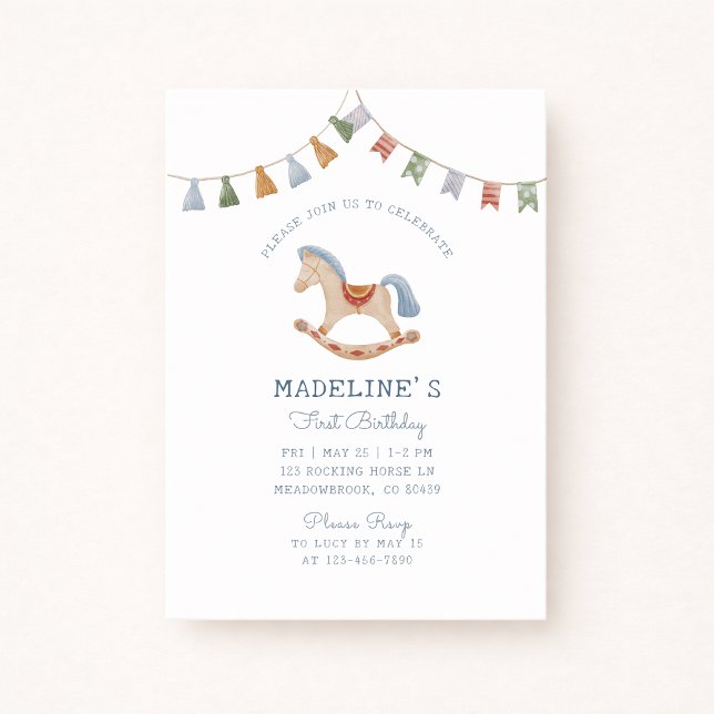 Aquarelle Rocking Horese, Invitation d'anniversair (Créateur téléchargé)