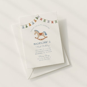 Aquarelle Rocking Horese, Invitation d'anniversair
