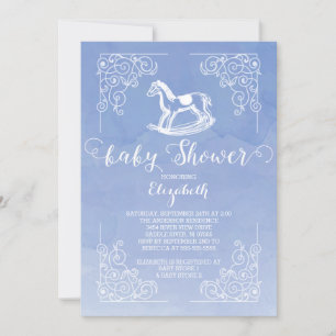 Aquarelle Rocse Baby shower Cheval Invitation