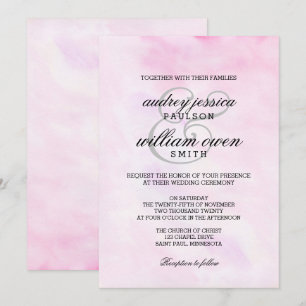 Aquarelle romantique Faire-part de mariage rose