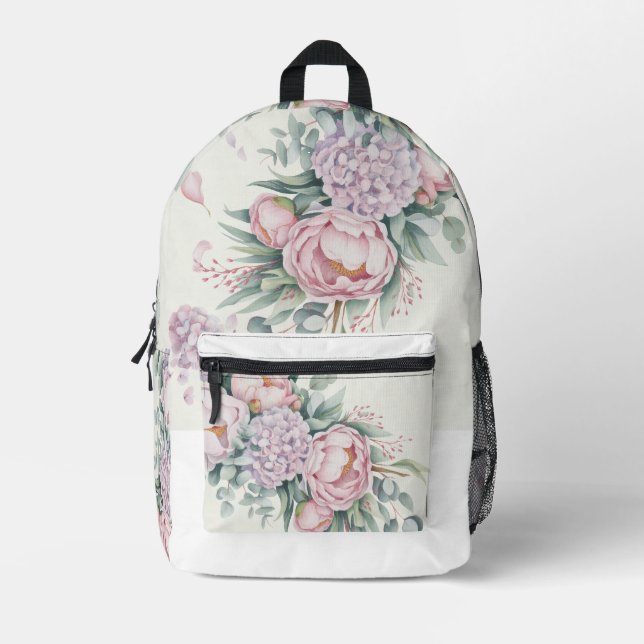 Aquarelle romantique Peony & Hydrangea Sac floral (Recto)