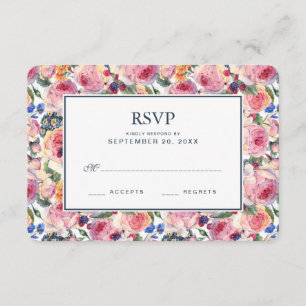 Aquarelle Rose anglais - Mariage RSVP