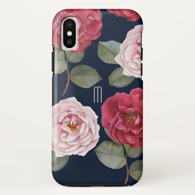 Aquarelle Rose Apple Tough iPhone X Coque (Dos)
