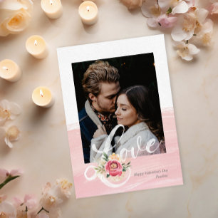 Aquarelle rose artistique Carte photo