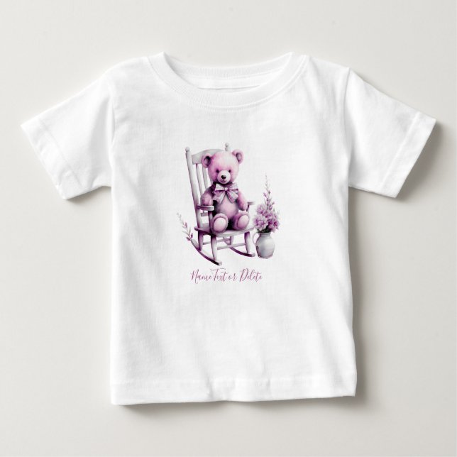 Aquarelle rose bébé ours bébé T-shirt bébé (Devant)