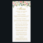 Aquarelle Rose Blanc Floral Mariage Gold Menu<br><div class="desc">Elégante Aquarelle rose Blush et blanc Floral Mariage Carte menu</div>