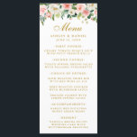Aquarelle Rose Blanc Floral Mariage Gold Menu<br><div class="desc">Elégante Aquarelle rose Blush et blanc Floral Mariage Carte menu</div>