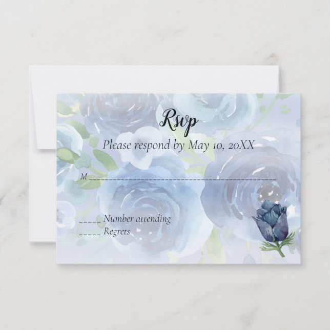 Aquarelle Rose bleu RSVP (Devant)