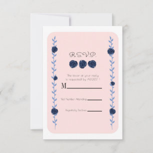 Aquarelle rose Bleu Vins Rose Cottage RSVP Réponse