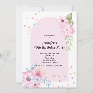Aquarelle rose Bouquet floral Invitation