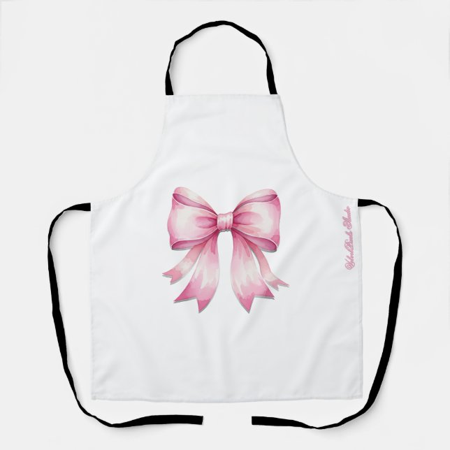 Aquarelle rose Bow Imprimer tablier (Recto)