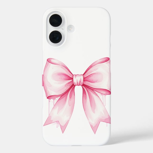 Aquarelle rose Bow iPhone 16 Coque (Verso)
