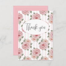 Aquarelle rose Carte de remerciements plat