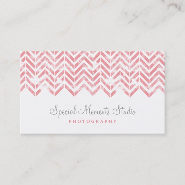 Aquarelle rose Carte de visite Chevron (Devant)