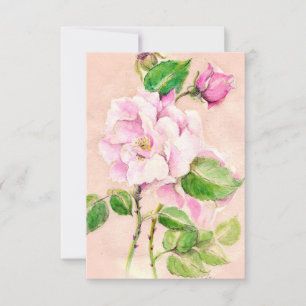 Aquarelle rose Cartes pour notes
