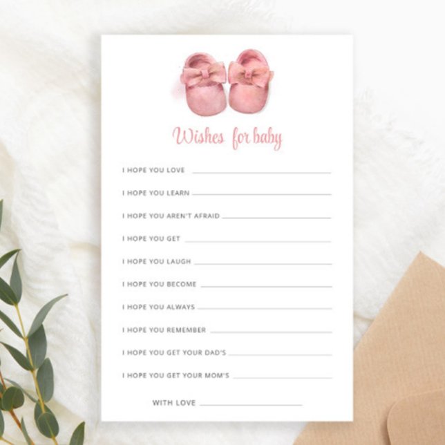 Aquarelle rose Chaussures Baby shower Voeux Pour B (Créateur téléchargé)