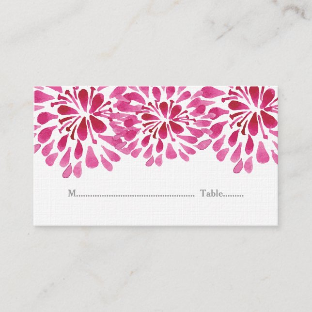 Aquarelle rose Chrysanthemum Cartes de Place (Devant)