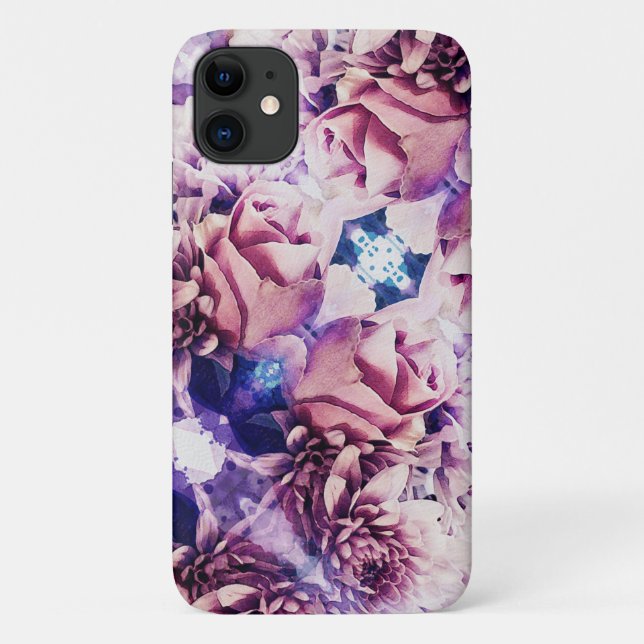 Aquarelle Rose Chrysanthemum iPhone 11 Coque (Dos)