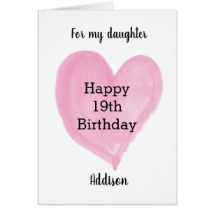 Aquarelle rose Coeur 19e anniversaire