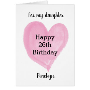 Aquarelle rose Coeur 26e anniversaire