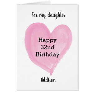 Aquarelle rose Coeur 32e anniversaire