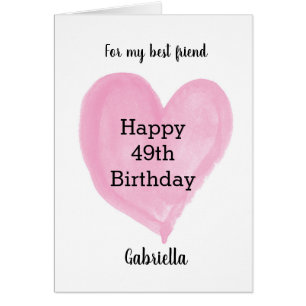 Aquarelle rose Coeur 49e anniversaire