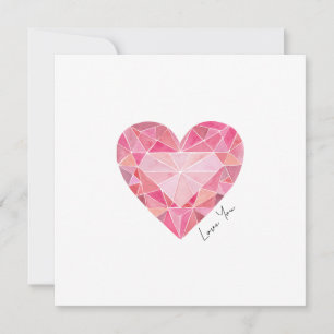 Aquarelle rose Coeur Gem Love You Note