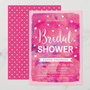 Aquarelle rose Coeurs Douche nuptiale Invitation