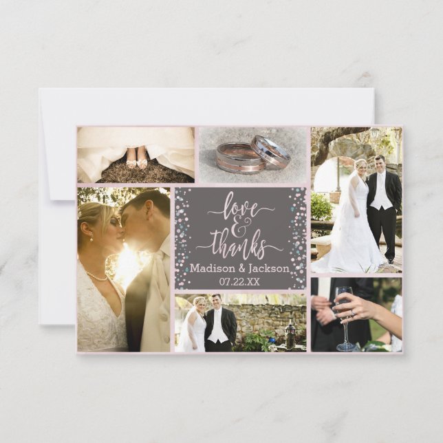 Aquarelle rose Confetti Merci Mariage Photo (Devant)