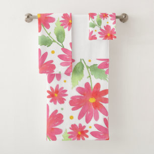 Aquarelle rose corail Motif marguerite 2