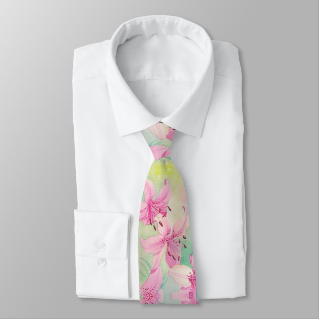Aquarelle rose Cravate pour hommes (Attaché)
