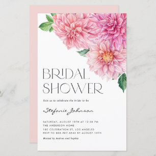 Aquarelle rose Dahlia Invitation de douche nuptial