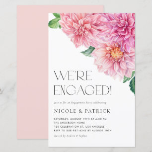Aquarelle rose Dahlia Invitation de la partie d'en