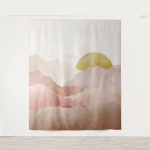 Aquarelle rose douce Montagnes Paysage Tapisserie