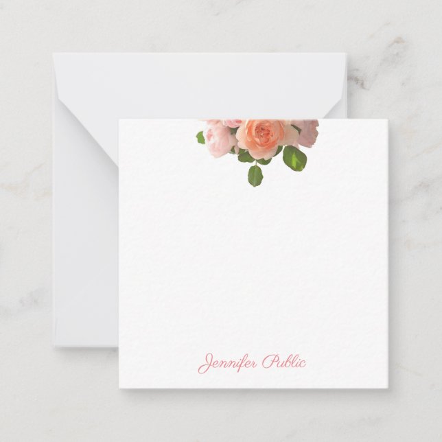 Aquarelle Rose Élégant Modèle manuscrit plat (Devant)