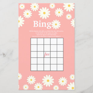 Aquarelle rose et blanc de marguerite Jeu de Bingo