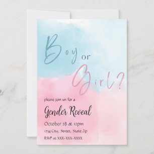 Aquarelle rose et bleu Genre Reveillez Invitation
