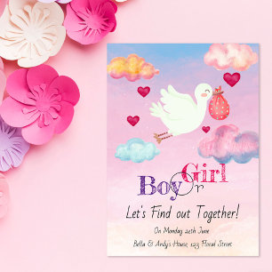 Aquarelle rose et bleu Genre Reveillez Invitation