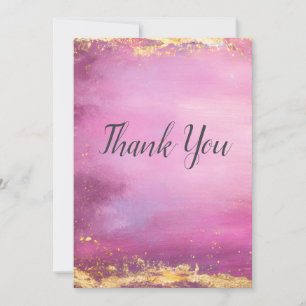 Aquarelle rose et Carte de remerciements de finiti