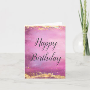 Aquarelle rose et dorée Foil Trier Carte d'anniver