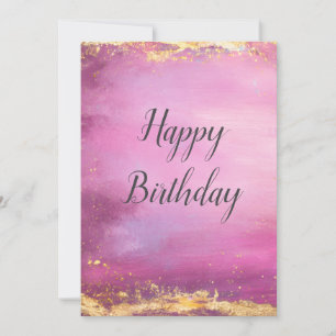 Aquarelle rose et dorée Foil Trier Carte d'anniver