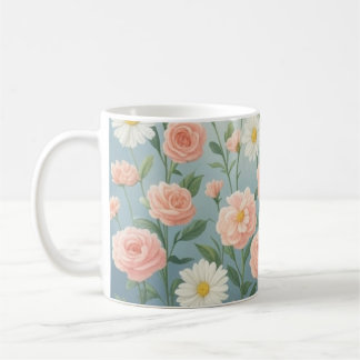 Aquarelle Rose et Fleurs marguerites Café Mug