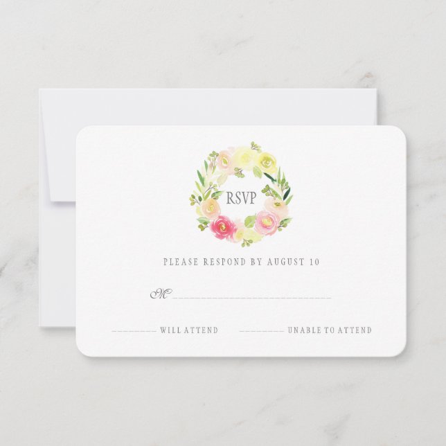 Aquarelle rose et jaune | floral RSVP (Devant)