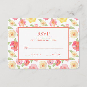 Aquarelle rose et jaune - Mariage RSVP