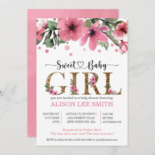 Aquarelle rose et or baby shower fille