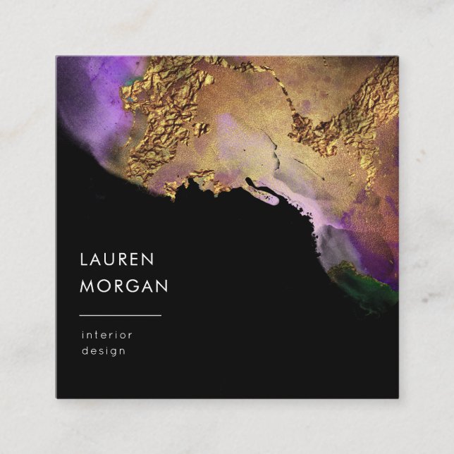 Aquarelle rose et or faux Carte de visite (Devant)