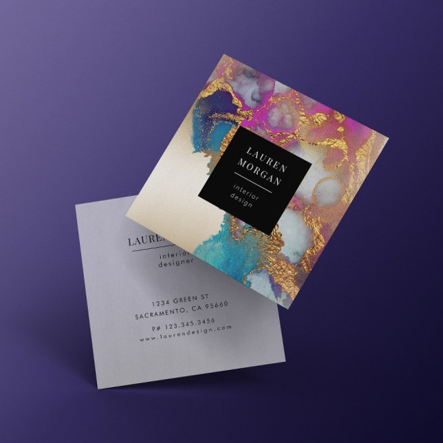 Aquarelle rose et or Faux Carte de visite Foil (Créateur téléchargé)