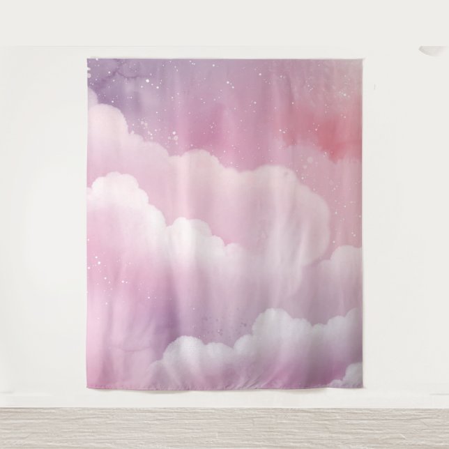Aquarelle rose et pourpre Nuages Tapisserie (Devant)