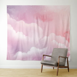 Aquarelle rose et pourpre Nuages Tapisserie