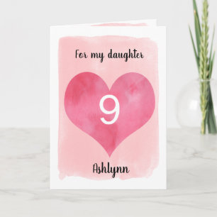 Aquarelle rose et rouge Coeur 9e carte d'anniversa